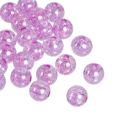 The Bead Store 8mm Round Acrylic Crackle Beads Light Violet Colour