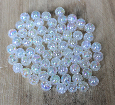 The Bead Store 8mm Round Acrylic Crackle Beads White Champagne Colour