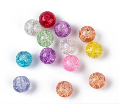 The Bead Store 8mm Round Crackle Glass Bead Mix Pack of 50