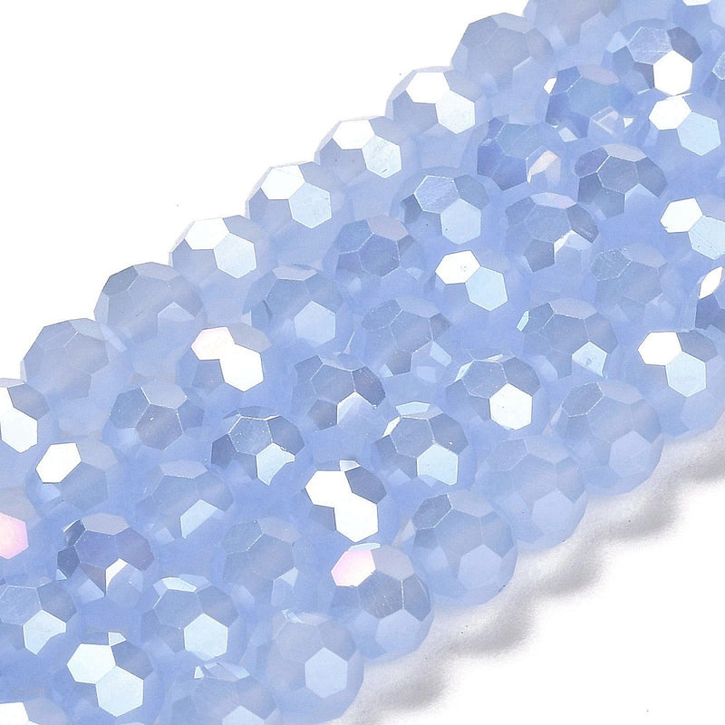 The Bead Store 8mm Round Faceted Crystal Glass Beads Blue Jade AB 66 beads