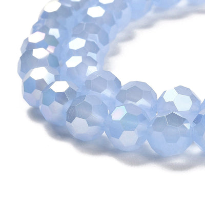The Bead Store 8mm Round Faceted Crystal Glass Beads Blue Jade AB 66 beads