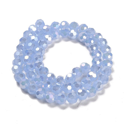 The Bead Store 8mm Round Faceted Crystal Glass Beads Blue Jade AB 66 beads