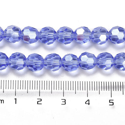 The Bead Store 8mm Round Faceted Crystal Glass Beads Cornflower Blue AB 66 beads
