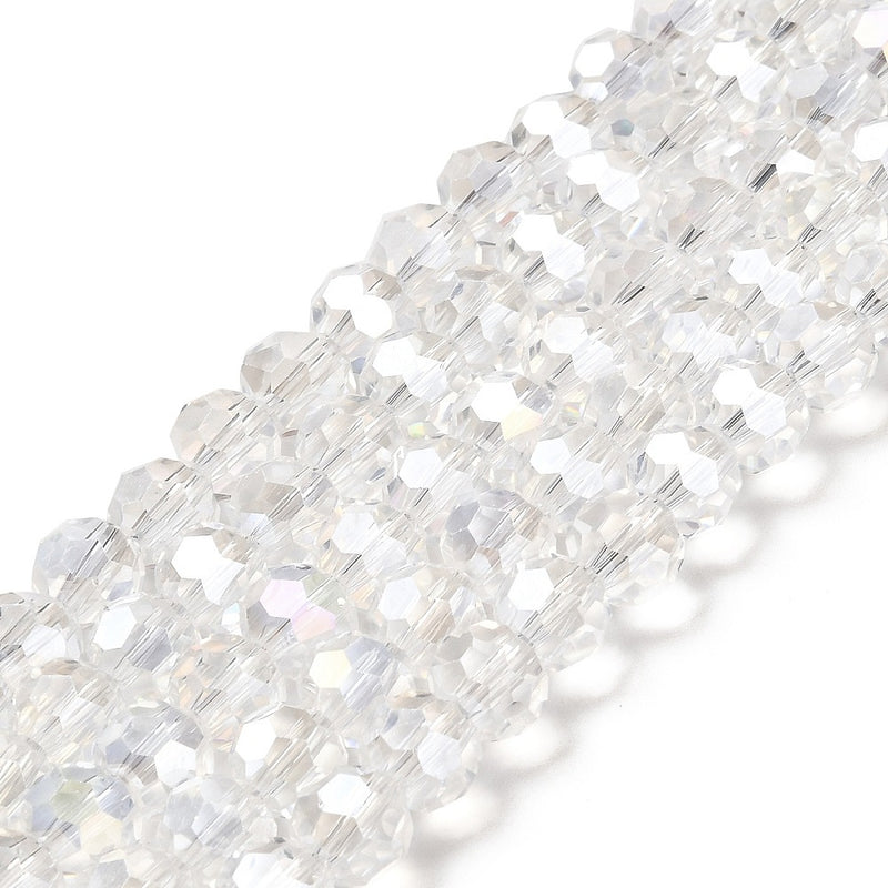 The Bead Store 8mm Round Faceted Crystal Glass Beads Crystal AB 66 beads