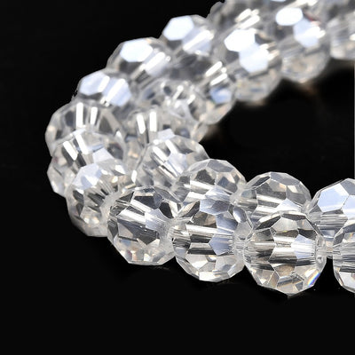 The Bead Store 8mm Round Faceted Crystal Glass Beads Crystal AB 66 beads