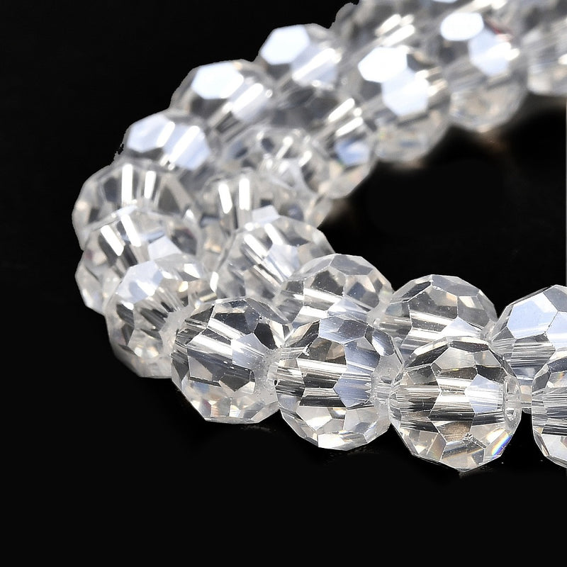 The Bead Store 8mm Round Faceted Crystal Glass Beads Crystal AB 66 beads