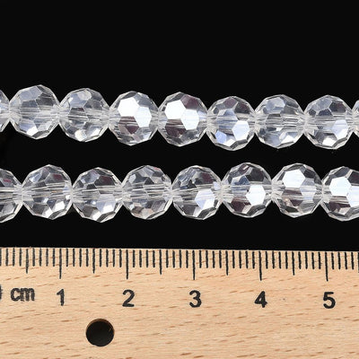 The Bead Store 8mm Round Faceted Crystal Glass Beads Crystal AB 66 beads