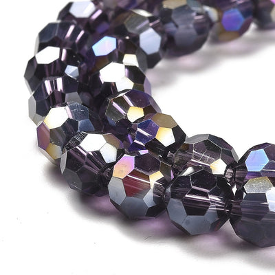 The Bead Store 8mm Round Faceted Crystal Glass Beads Indigo AB 66 beads