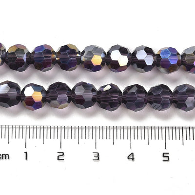 The Bead Store 8mm Round Faceted Crystal Glass Beads Indigo AB 66 beads