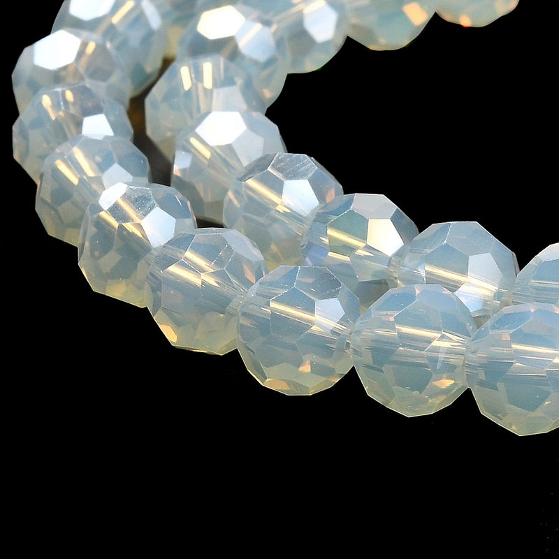 The Bead Store 8mm Round Faceted Crystal Glass Beads Opalite AB 66 beads