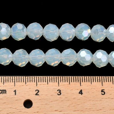 The Bead Store 8mm Round Faceted Crystal Glass Beads Opalite AB 66 beads