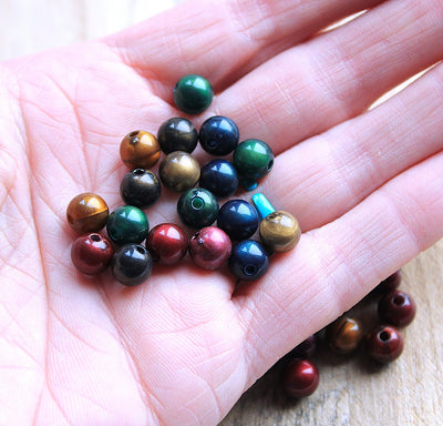The Bead Store 8mm Round Imitation Gemstone Acrylic Beads ~ Mixed Earthy Colours ~ Pack of 20