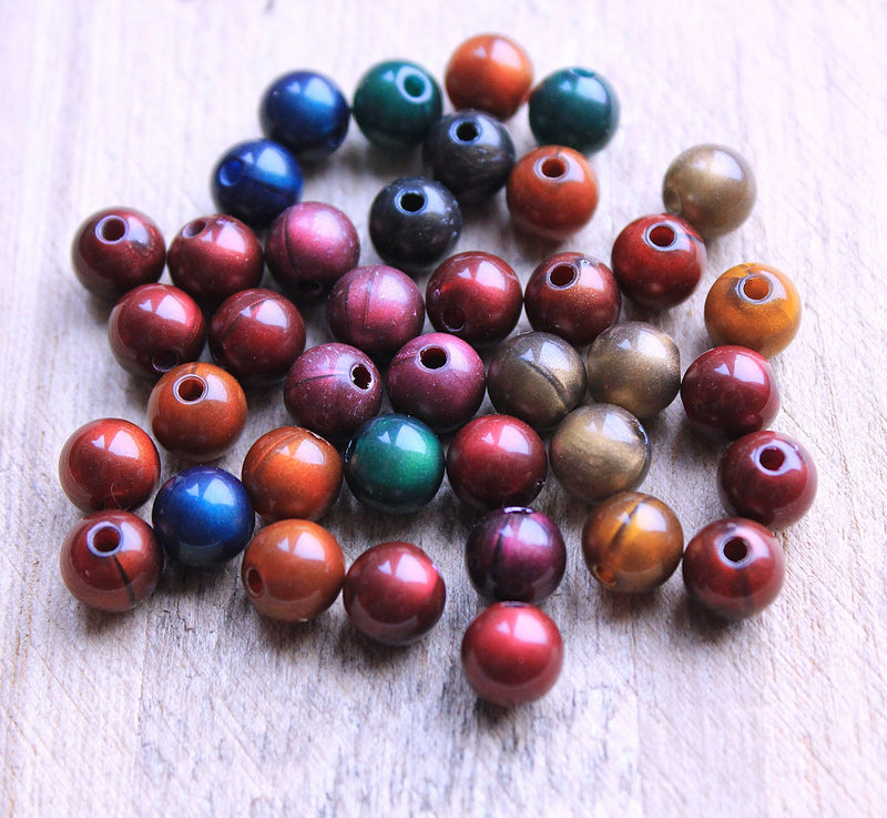 The Bead Store 8mm Round Imitation Gemstone Acrylic Beads ~ Mixed Earthy Colours ~ Pack of 20