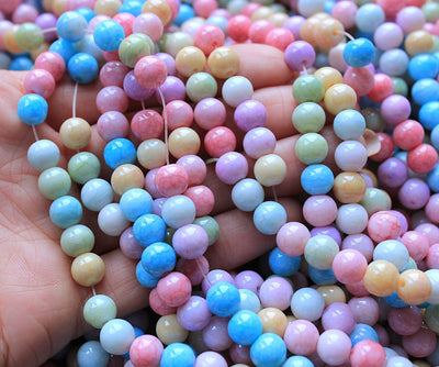 The Bead Store 8mm Round Spray Painted Crackle Pattern Glass Beads multicolour 