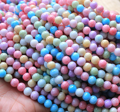 The Bead Store 8mm Round Spray Painted Crackle Pattern Glass Beads multicolour 