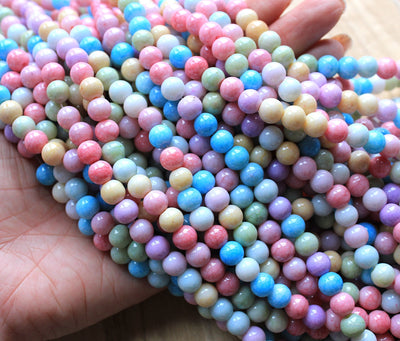 The Bead Store 8mm Round Spray Painted Crackle Pattern Glass Beads multicolour 