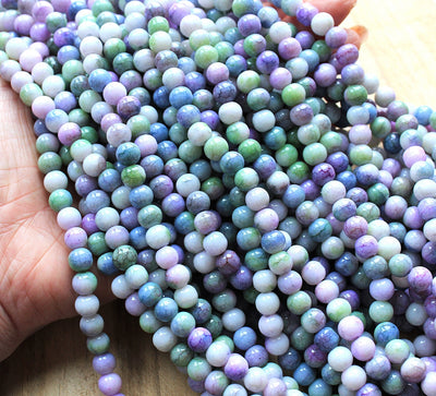 The Bead Store 8mm Round Spray Painted Crackle Pattern Glass Beads multicolour Purple