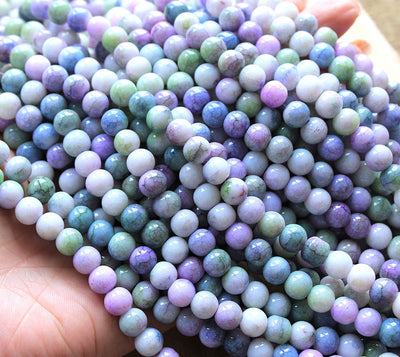The Bead Store 8mm Round Spray Painted Crackle Pattern Glass Beads multicolour Purple