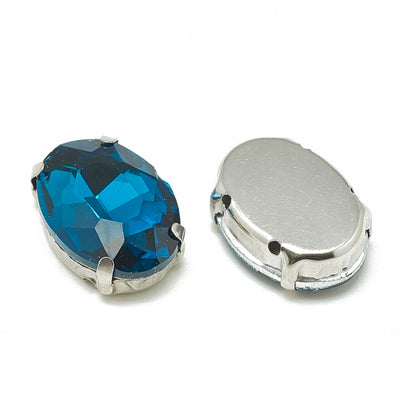 The Bead Store 8x10mm Oval Sew On Crystal Glass Fancy Stone Montee Capri Blue