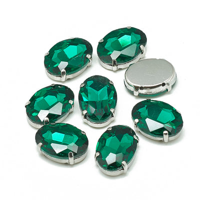 The Bead Store 8x10mm Oval Sew On Crystal Glass Fancy Stone Montee Emerald