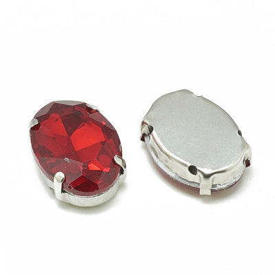 The Bead Store 8x10mm Oval Sew On Crystal Glass Fancy Stone Montee Red