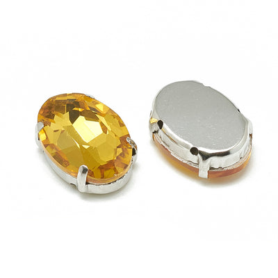 The Bead Store 8x10mm Oval Sew On Crystal Glass Fancy Stone Montee Topaz