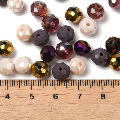 The Bead Store 8x6mm Faceted Glass Rondelles Autumn Mix 50 beads 