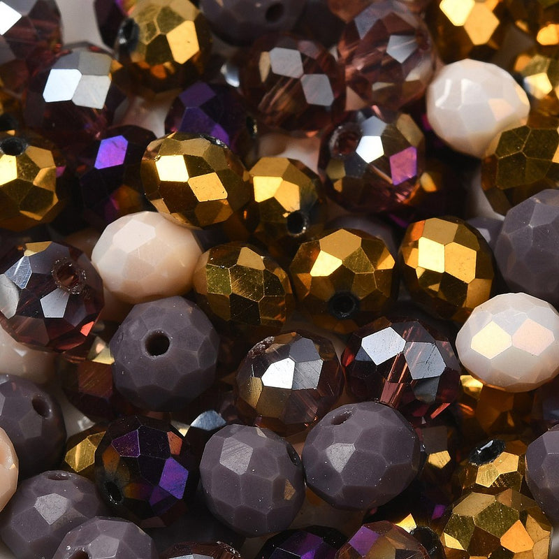 The Bead Store 8x6mm Faceted Glass Rondelles Autumn Mix 50 beads 