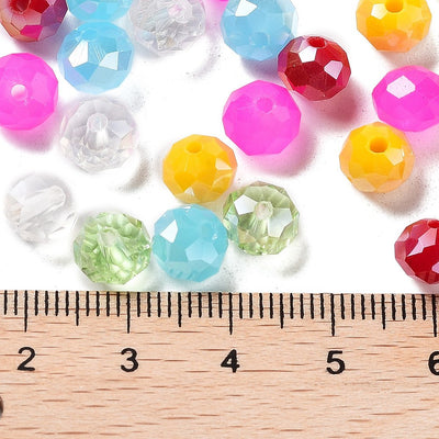 The Bead Store 8x6mm Faceted Glass Rondelles Spring Mix 50 beads 