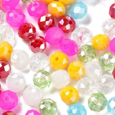 The Bead Store 8x6mm Faceted Glass Rondelles Spring Mix 50 beads 