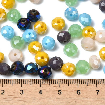 The Bead Store 8x6mm Faceted Glass Rondelles Summer Mix 50 beads 