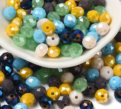 The Bead Store 8x6mm Faceted Glass Rondelles Summer Mix 50 beads 