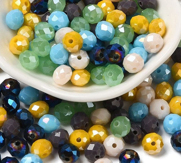 The Bead Store 8x6mm Faceted Glass Rondelles Summer Mix 50 beads 