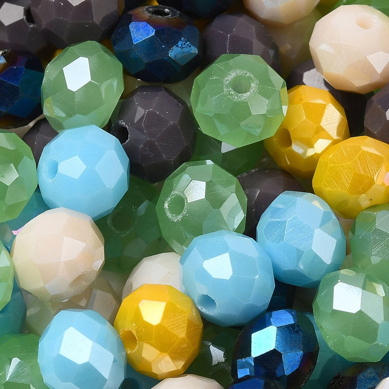 The Bead Store 8x6mm Faceted Glass Rondelles Summer Mix 50 beads 