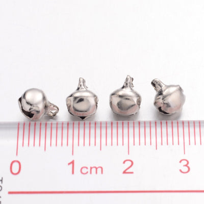 The Bead Store 8x6mm Metal Bell Charms Platinum Colour Pack of 20