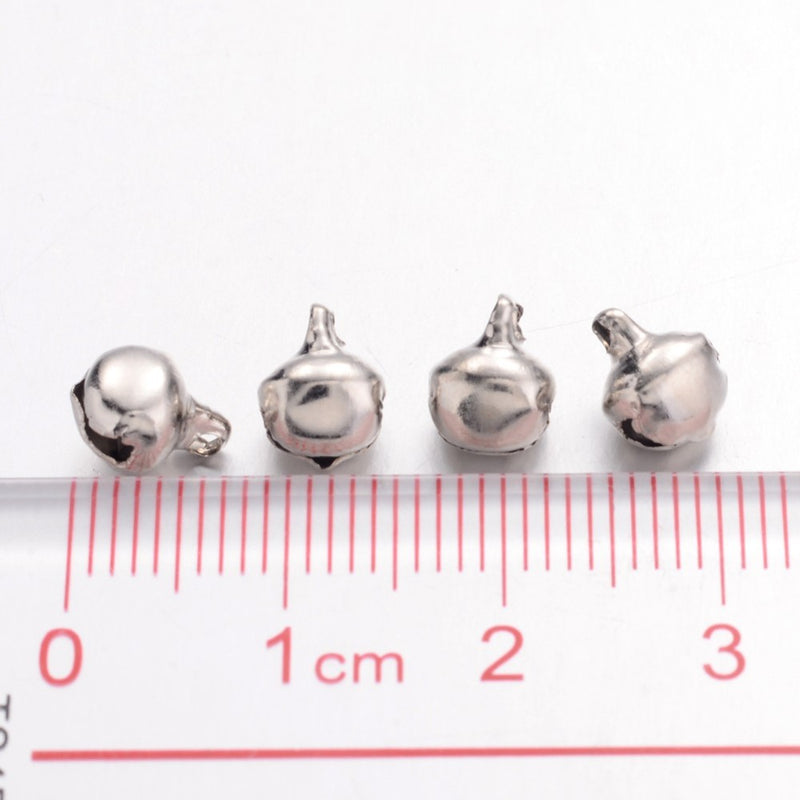 The Bead Store 8x6mm Metal Bell Charms Platinum Colour Pack of 20