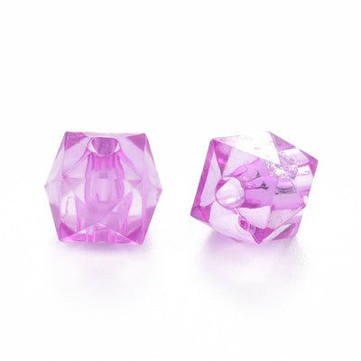 The Bead Store 8x8mm Acrylic Faceted Cube Beads Mixed Colours ~ 50 beads