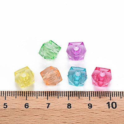 The Bead Store 8x8mm Acrylic Faceted Cube Beads Mixed Colours ~ 50 beads