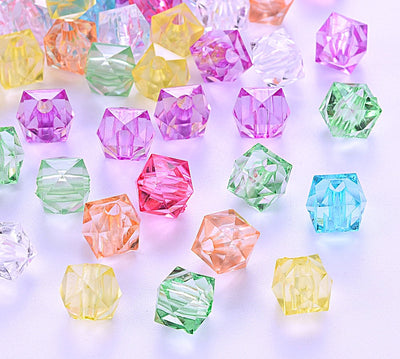 The Bead Store 8x8mm Acrylic Faceted Cube Beads Mixed Colours ~ 50 beads