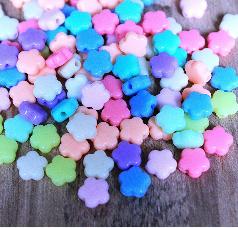 The Bead Store 9mm Acrylic Flower Beads Mixed Colours