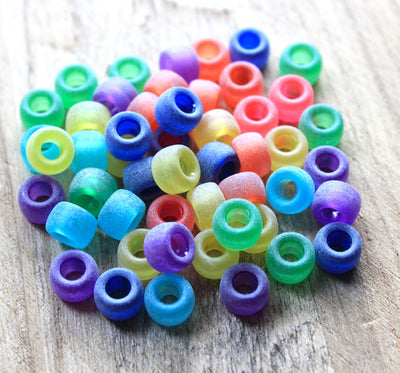 The Bead Store 9x6mm Imitation Sea Glass Large Hole Acrylic Pony Beads 