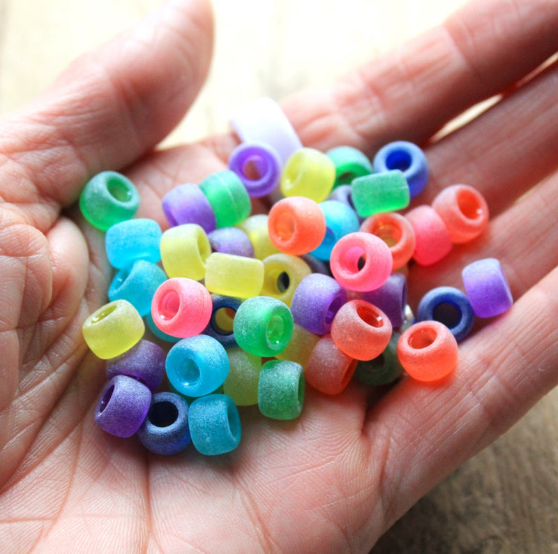 The Bead Store 9x6mm Imitation Sea Glass Large Hole Acrylic Pony Beads 