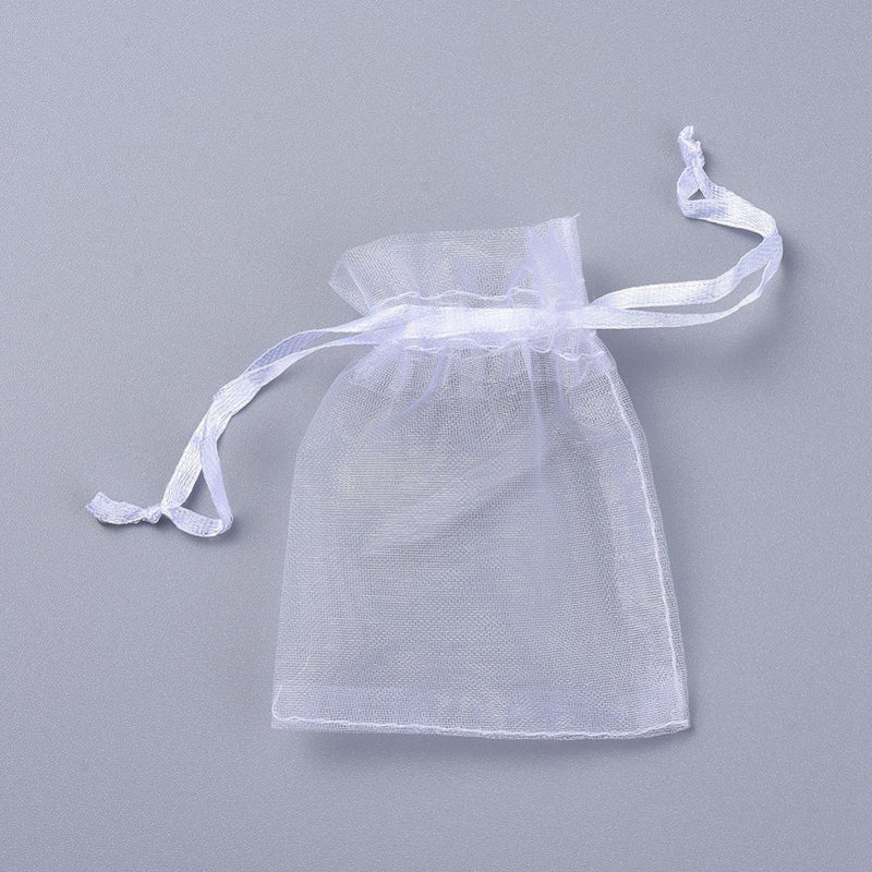 The Bead Store 9x7cm Small Organza Gift Bags White Pack of 5