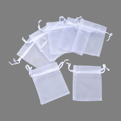 The Bead Store 9x7cm Small Organza Gift Bags White Pack of 5