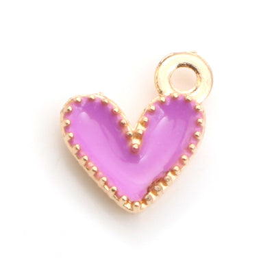The Bead Store 9x8mm Gold Plated Lt. Purple Enamel Heart Shaped Charm 
