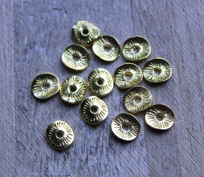 The Bead Store 9x8mm Gold Plated Wavy Disk Spacers ~ Pack of 20