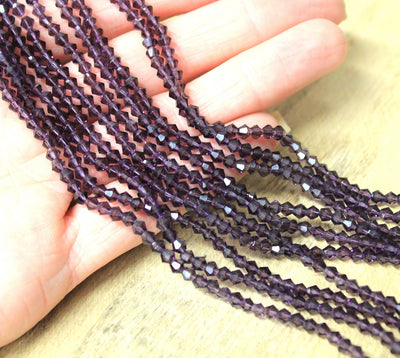 The Bead Store A Grade 3mm Glass Bicones ~ Purple ~ approx. 110 beads/string