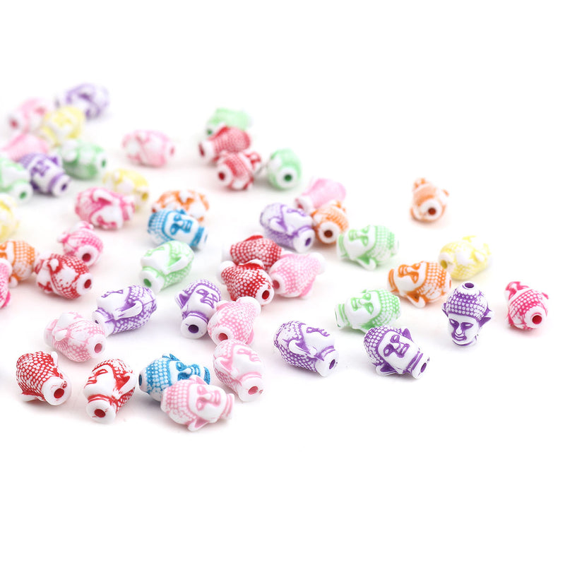 The Bead Store Acrylic Buddha Beads Mixed Colours Pack of 20
