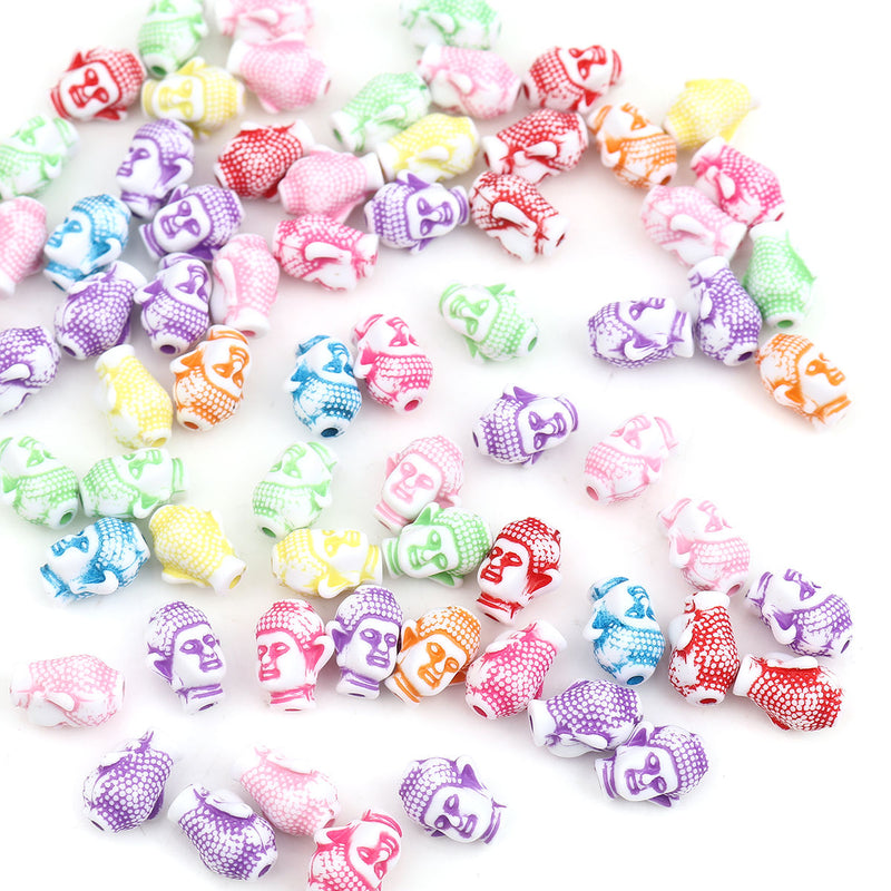 The Bead Store Acrylic Buddha Beads Mixed Colours Pack of 20