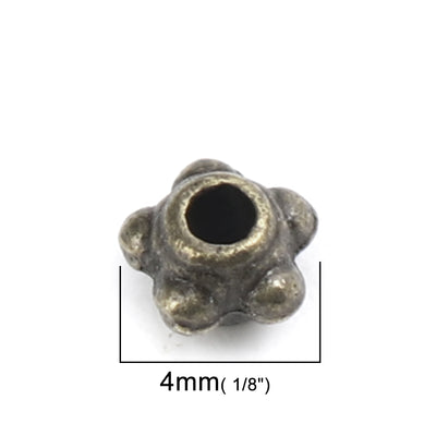 The Bead Store 30 Antique Bronze 4mm Round Beaded Spacer Beads 